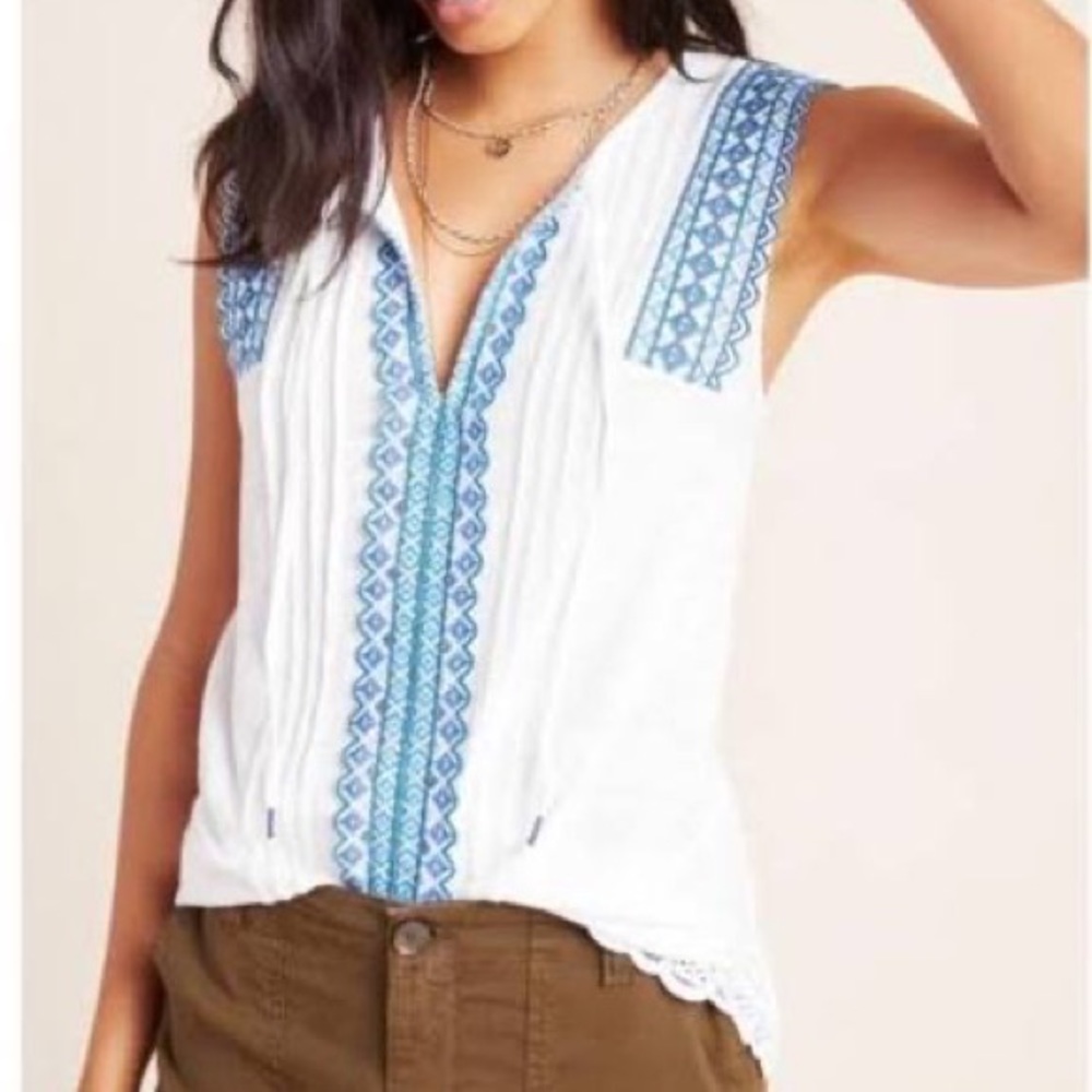 Anthropologie Sigrid Embroidered Top